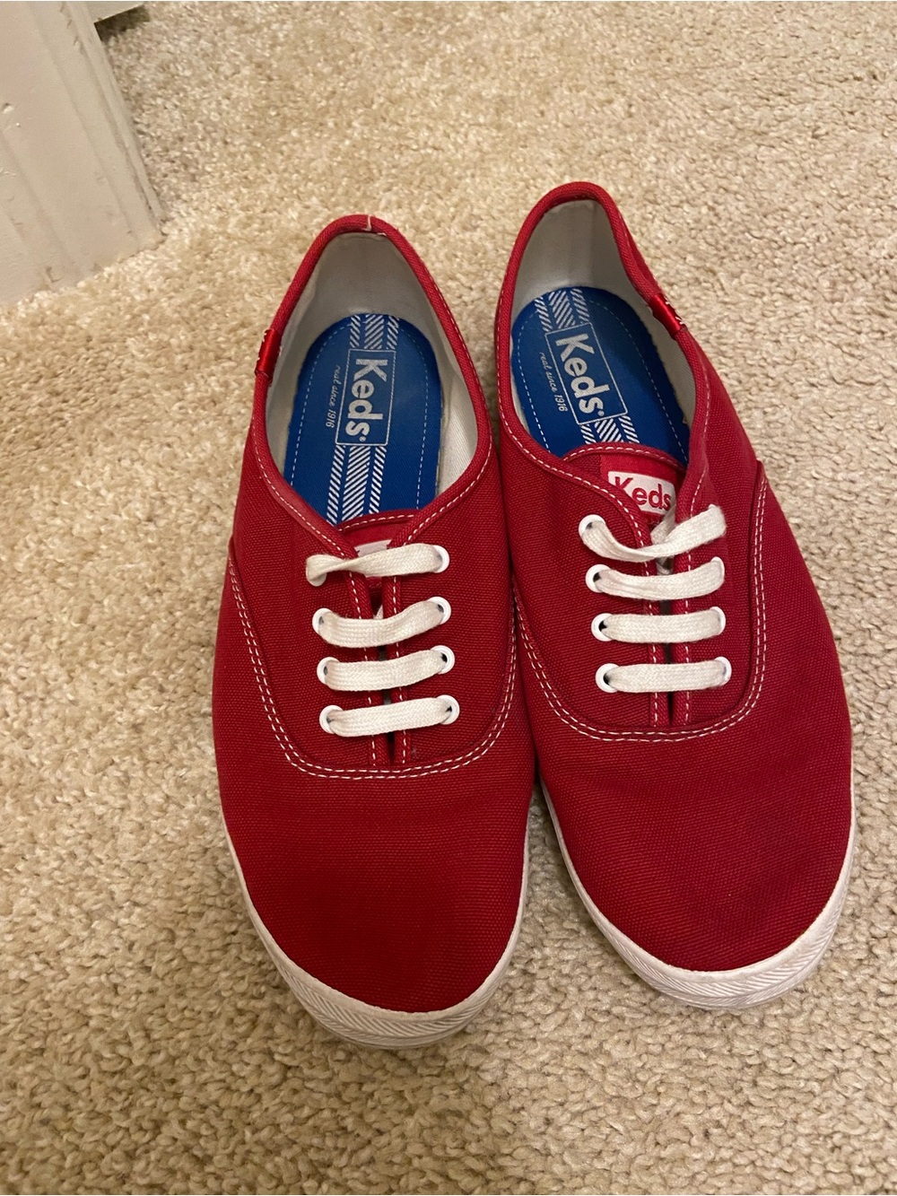 Keds Red Canvas Low-Top Sneakers